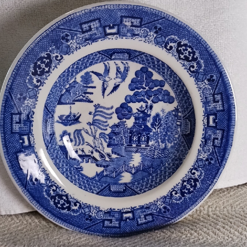Buffalo David Bitton Blue and White Dinner Plate